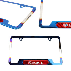 Brand New Universal 1PCS Buick Titanium Burnt Blue Metal License Plate Frame