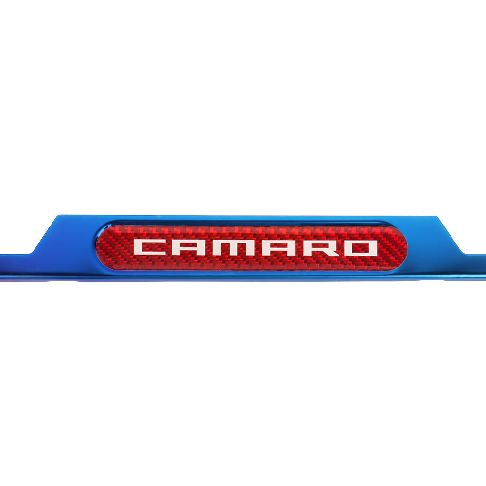 Brand New Universal 1PCS Camaro Titanium Burnt Blue Metal License Plate Frame