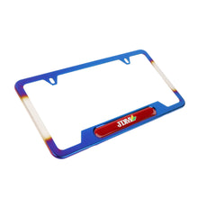 Load image into Gallery viewer, Brand New Universal 2PCS JDM BEGINNER LEAF Titanium Burnt Blue Metal License Plate Frame