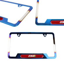 Load image into Gallery viewer, Brand New Universal 2PCS JDM BEGINNER LEAF Titanium Burnt Blue Metal License Plate Frame