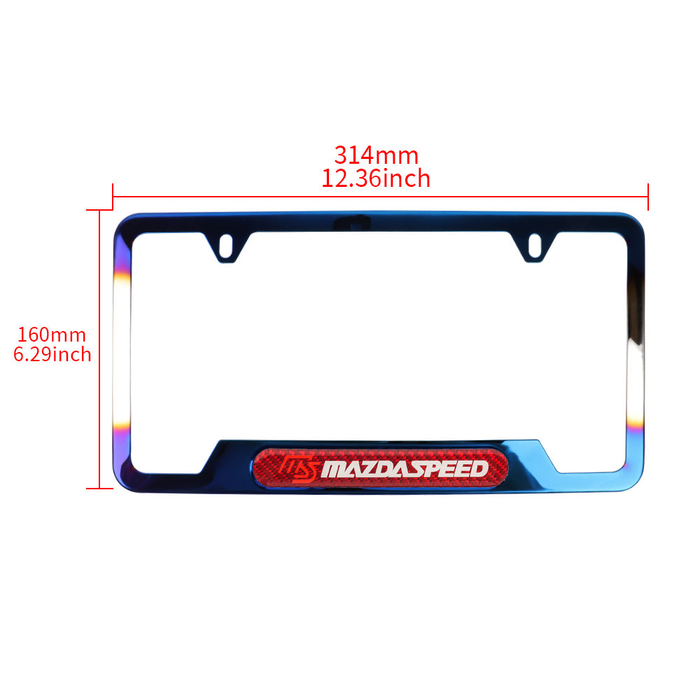 Brand New Universal 2PCS MAZDASPEED Titanium Burnt Blue Metal License Plate Frame