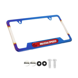 Brand New Universal 1PCS MAZDASPEED Titanium Burnt Blue Metal License Plate Frame