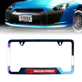 Brand New Universal 1PCS MAZDASPEED Titanium Burnt Blue Metal License Plate Frame