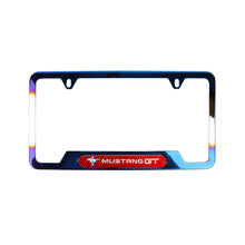 Load image into Gallery viewer, Brand New Universal 2PCS Mustang GT Titanium Burnt Blue Metal License Plate Frame