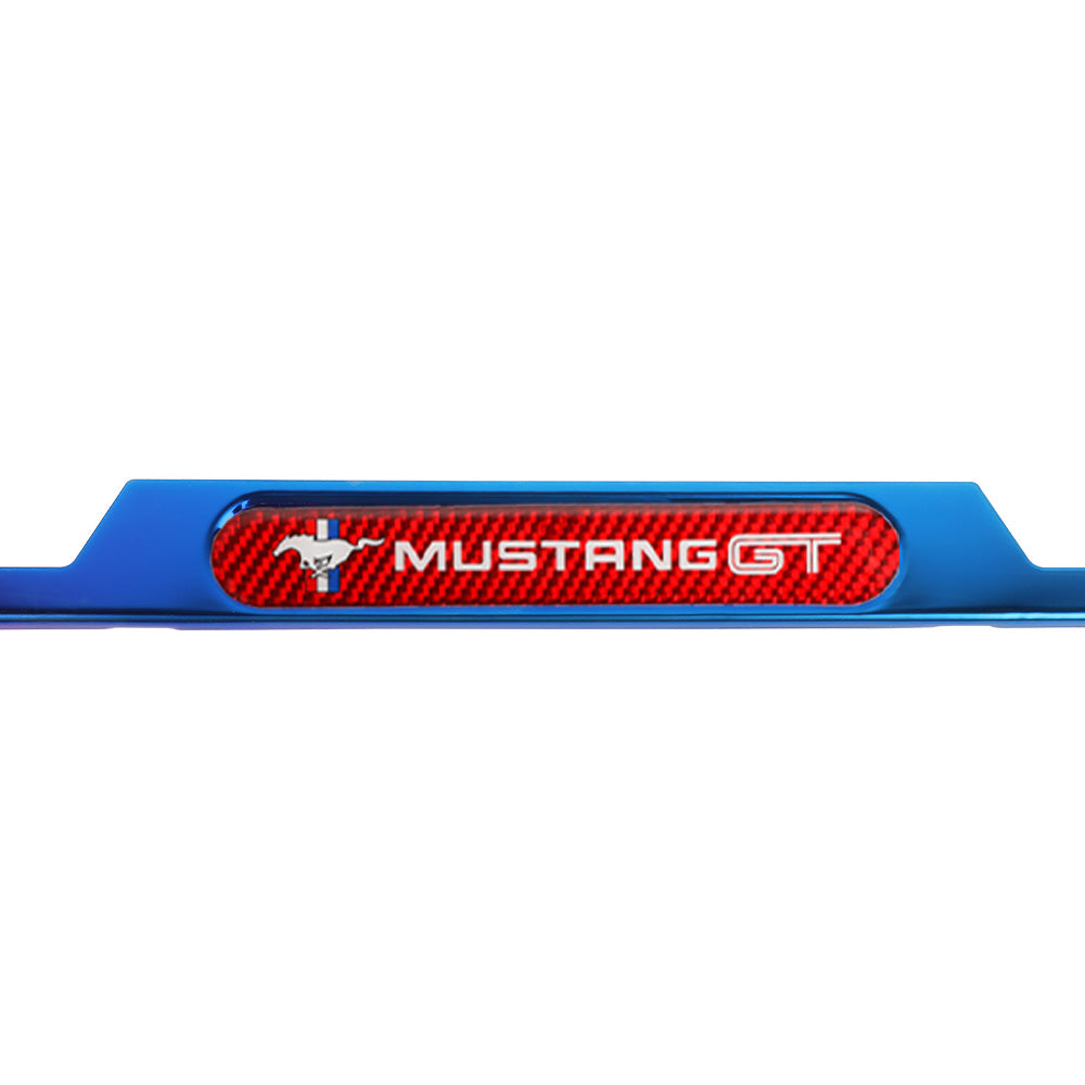 Brand New Universal 2PCS Mustang GT Titanium Burnt Blue Metal License Plate Frame