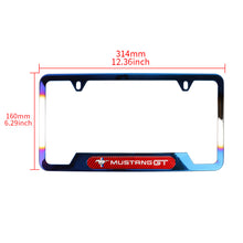 Load image into Gallery viewer, Brand New Universal 2PCS Mustang GT Titanium Burnt Blue Metal License Plate Frame