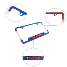 Load image into Gallery viewer, Brand New Universal 2PCS Mustang GT Titanium Burnt Blue Metal License Plate Frame