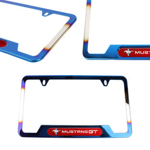 Load image into Gallery viewer, Brand New Universal 2PCS Mustang GT Titanium Burnt Blue Metal License Plate Frame