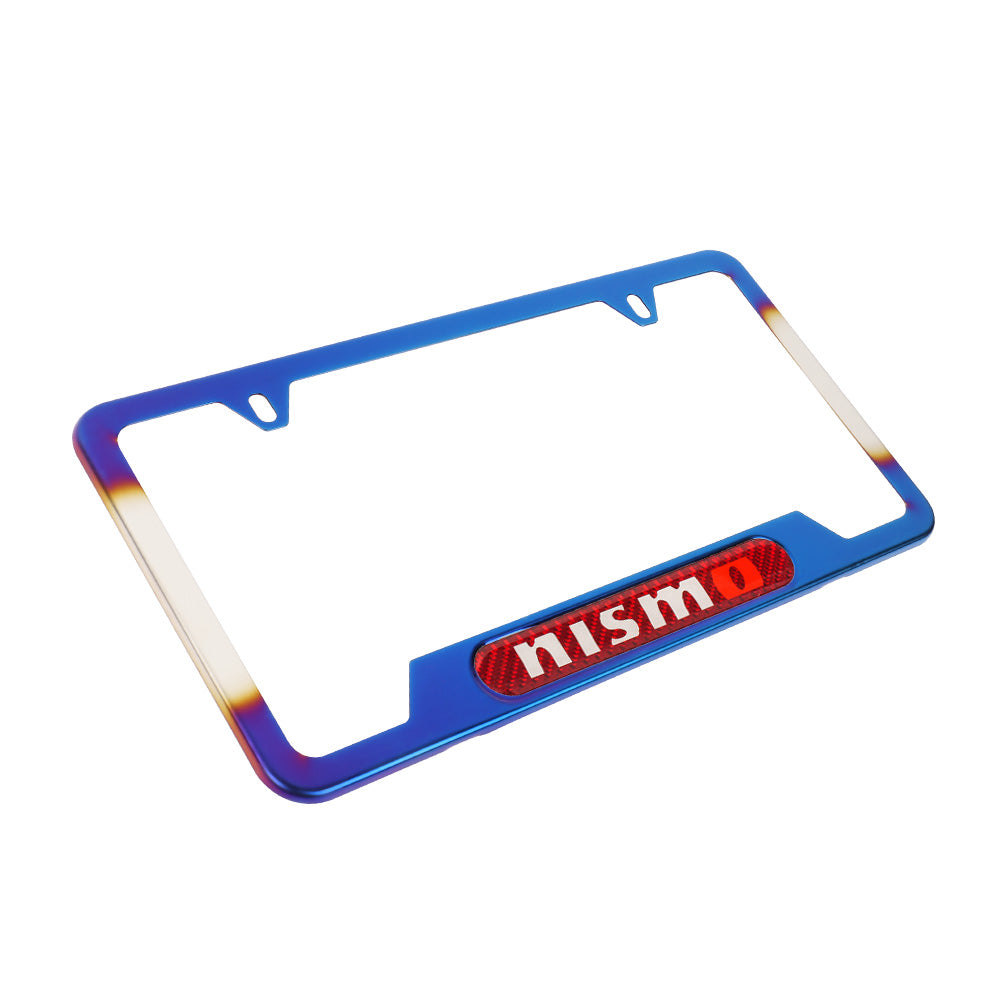 Brand New Universal 1PCS NISMO Titanium Burnt Blue Metal License Plate Frame