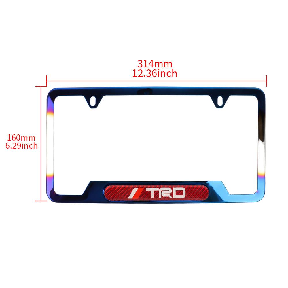 Brand New Universal 1PCS TRD Titanium Burnt Blue Metal License Plate Frame