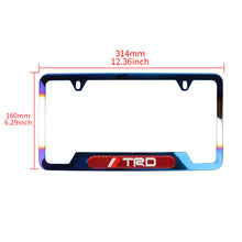 Load image into Gallery viewer, Brand New Universal 1PCS TRD Titanium Burnt Blue Metal License Plate Frame