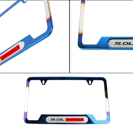 Brand New Universal 1PCS 5.0L COYOTE V8 Titanium Burnt Blue Metal License Plate Frame