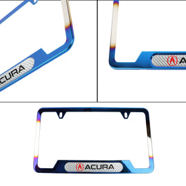 Brand New Universal 1PCS Acura Titanium Burnt Blue Metal License Plate Frame