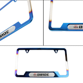 Brand New Universal 1PCS Bride Titanium Burnt Blue Metal License Plate Frame