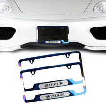 Load image into Gallery viewer, Brand New Universal 2PCS Buick Titanium Burnt Blue Metal License Plate Frame