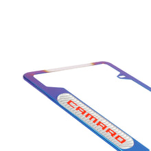 Load image into Gallery viewer, Brand New Universal 2PCS Camaro Titanium Burnt Blue Metal License Plate Frame