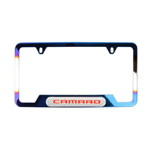 Load image into Gallery viewer, Brand New Universal 2PCS Camaro Titanium Burnt Blue Metal License Plate Frame