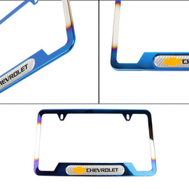 Brand New Universal 1PCS Chevrolet Titanium Burnt Blue Metal License Plate Frame