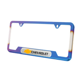 Brand New Universal 1PCS Chevrolet Titanium Burnt Blue Metal License Plate Frame