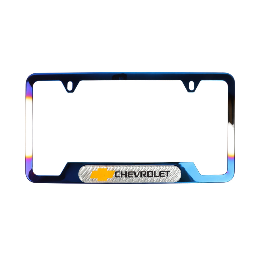 Brand New Universal 1PCS Chevrolet Titanium Burnt Blue Metal License Plate Frame
