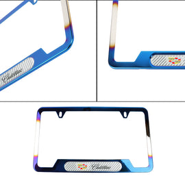 Brand New Universal 1PCS Cadillac Titanium Burnt Blue Metal License Plate Frame