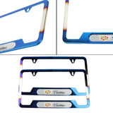 Brand New Universal 2PCS Cadillac Titanium Burnt Blue Metal License Plate Frame