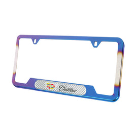 Brand New Universal 1PCS Cadillac Titanium Burnt Blue Metal License Plate Frame