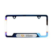 Load image into Gallery viewer, Brand New Universal 2PCS Cadillac Titanium Burnt Blue Metal License Plate Frame