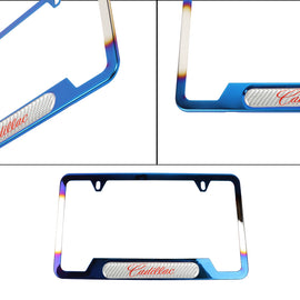 Brand New Universal 1PCS Cadillac Titanium Burnt Blue Metal License Plate Frame