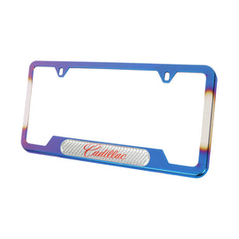Brand New Universal 1PCS Cadillac Titanium Burnt Blue Metal License Plate Frame