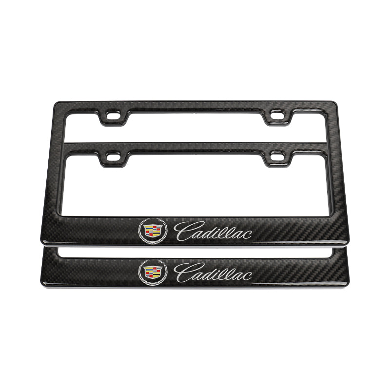 Brand New Universal 100% Real Carbon Fiber Cadillac License Plate Frame - 2PCS