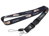Brand New JDM Cadillac Racing Black Double Sided Printed NYLON Lanyard Neck Strap KeyChain Quick Release