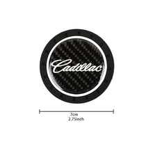 Load image into Gallery viewer, Brand New 2PCS CADILLAC Glows In The Dark Green Real Carbon Fiber Car Cup Holder Pad Water Cup Slot Non-Slip Mat Universal