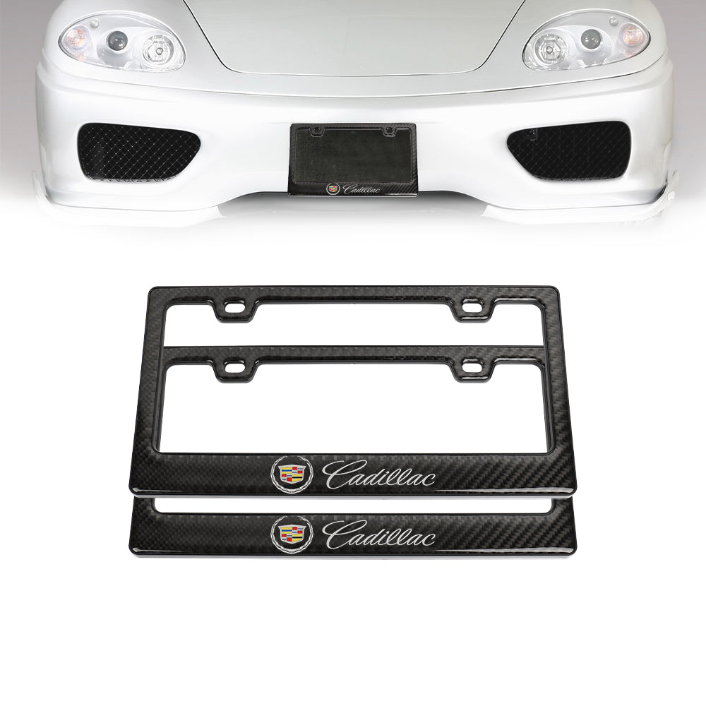 Brand New Universal 100% Real Carbon Fiber Cadillac License Plate Frame - 2PCS