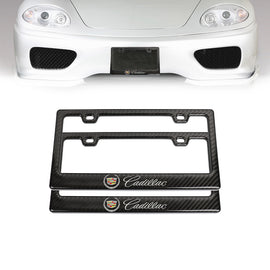Brand New Universal 100% Real Carbon Fiber Cadillac License Plate Frame - 2PCS