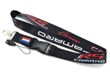 Brand New JDM Camaro RS Racing Black Double Sided Printed NYLON Lanyard Neck Strap Keychain Quick Release