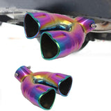 Brand New Universal Dual Neo Chrome Heart Shaped Stainless Steel Car Exhaust Pipe Muffler Tip Trim Bent