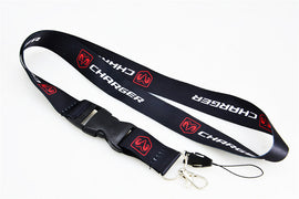 Brand New JDM Dodge Charger Racing Black Double Sided Printed NYLON Lanyard Neck Strap Keychain Quick Release