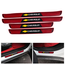 Load image into Gallery viewer, Brand New 4PCS Universal Chevrolet Red Rubber Car Door Scuff Sill Cover Panel Step Protector V2