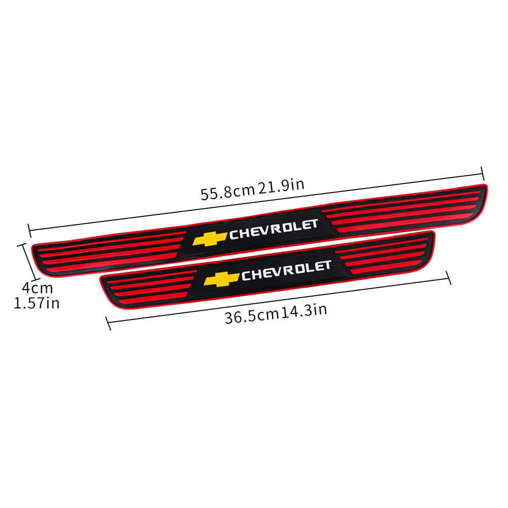 Brand New 4PCS Universal Chevrolet Red Rubber Car Door Scuff Sill Cover Panel Step Protector V2