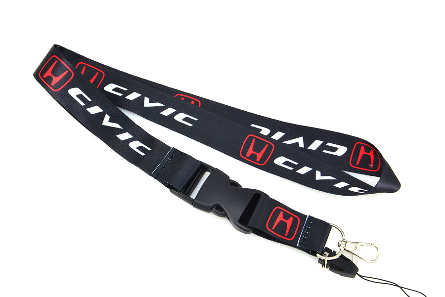 BRAND NEW Honda Civic Car Keychain Tag Rings Keychain JDM Drift Lanyard Black