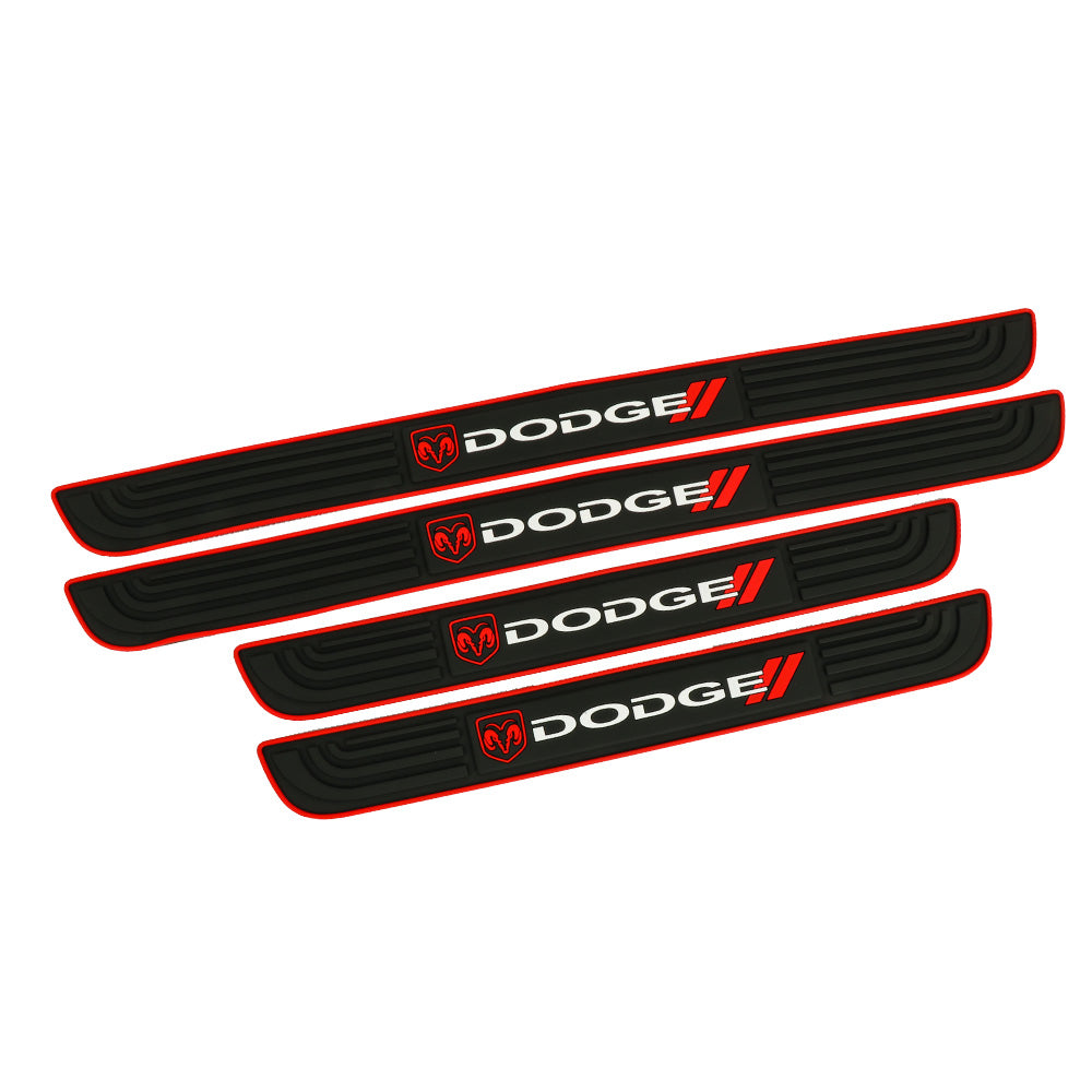 Brand New 4PCS Universal Dodge Red Rubber Car Door Scuff Sill Cover Panel Step Protector