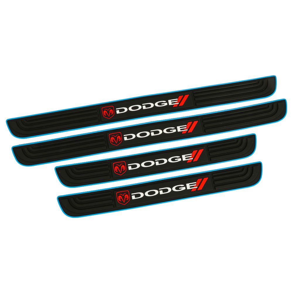 Brand New 4PCS Universal Dodge Blue Rubber Car Door Scuff Sill Cover Panel Step Protector