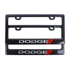 Brand New Universal 100% Real Carbon Fiber Dodge License Plate Frame - 2PCS