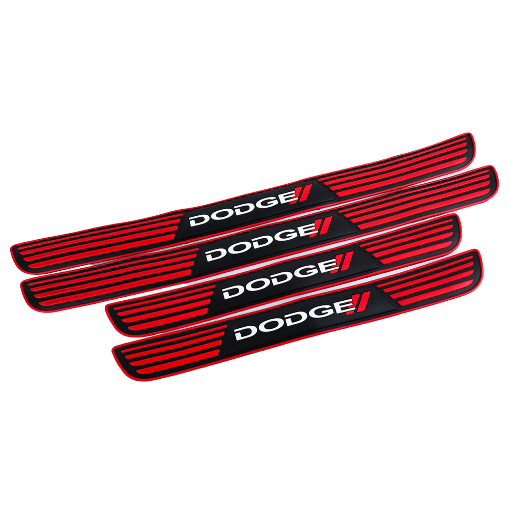Brand New 4PCS Universal Dodge Red Rubber Car Door Scuff Sill Cover Panel Step Protector V2