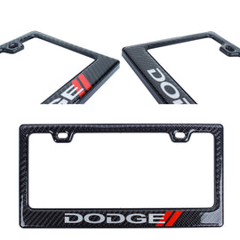 Brand New Universal 100% Real Carbon Fiber Dodge License Plate Frame - 2PCS
