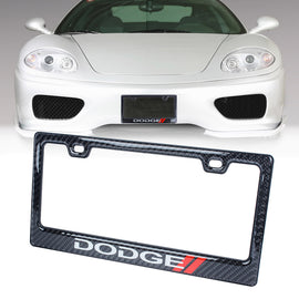 Brand New Universal 100% Real Carbon Fiber Dodge License Plate Frame - 1PCS