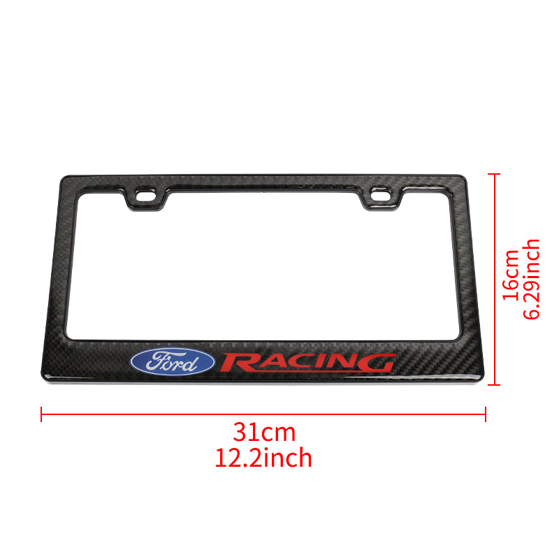 Brand New Universal 100% Real Carbon Fiber Ford Racing License Plate Frame - 2PCS
