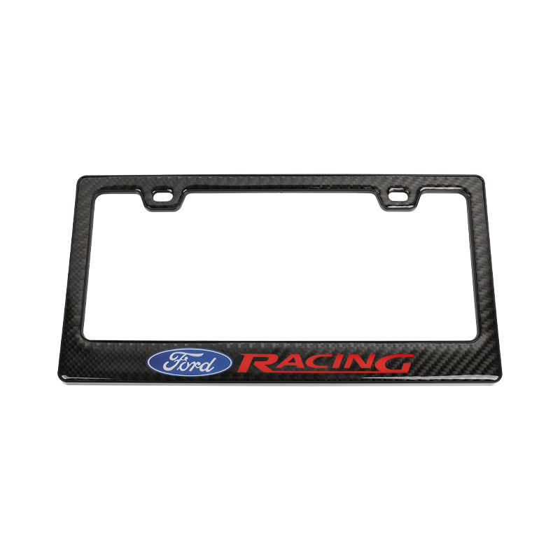 Brand New Universal 100% Real Carbon Fiber Ford Racing License Plate Frame - 2PCS