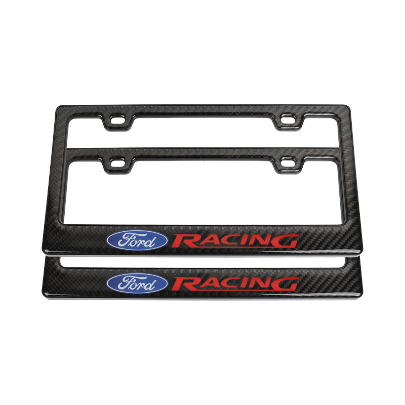 Brand New Universal 100% Real Carbon Fiber Ford Racing License Plate Frame - 2PCS